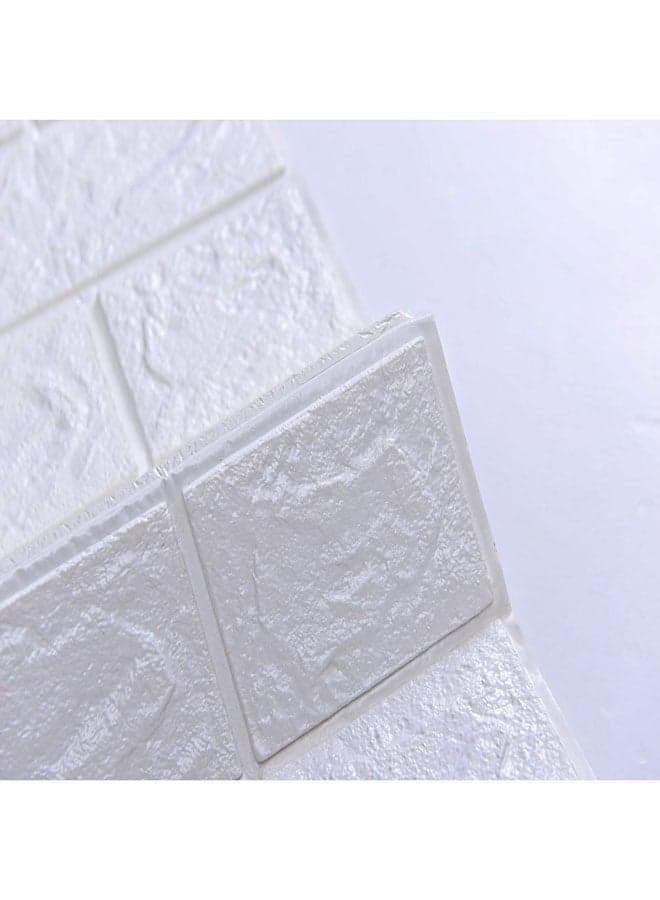 3D Embossed Brick Stone Wall Sticker White 70x77cm Wallpaper (٧)