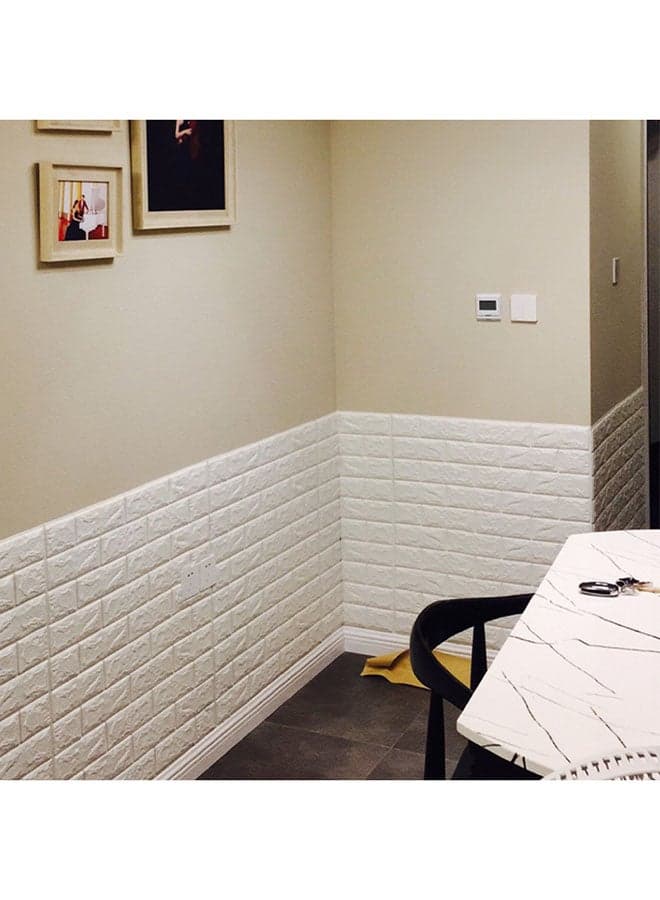 3D Embossed Brick Stone Wall Sticker White 70x77cm Wallpaper (٨)