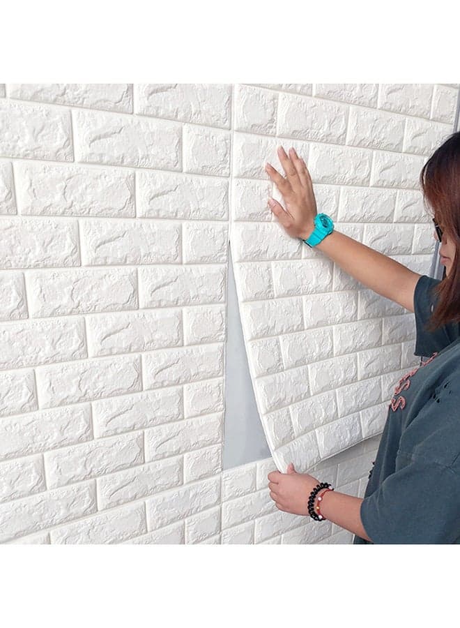 3D Embossed Brick Stone Wall Sticker White 70x77cm Wallpaper (٥)