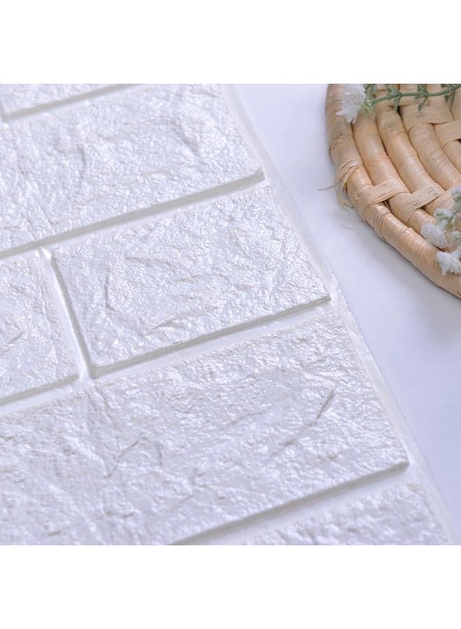 3D Embossed Brick Stone Wall Sticker White 70x77cm Wallpaper (٦)