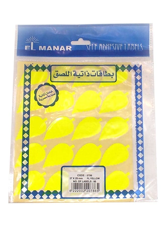 4-Piece Leaf Shaped Self Adhesive Labels Yellow Labels & Stickers