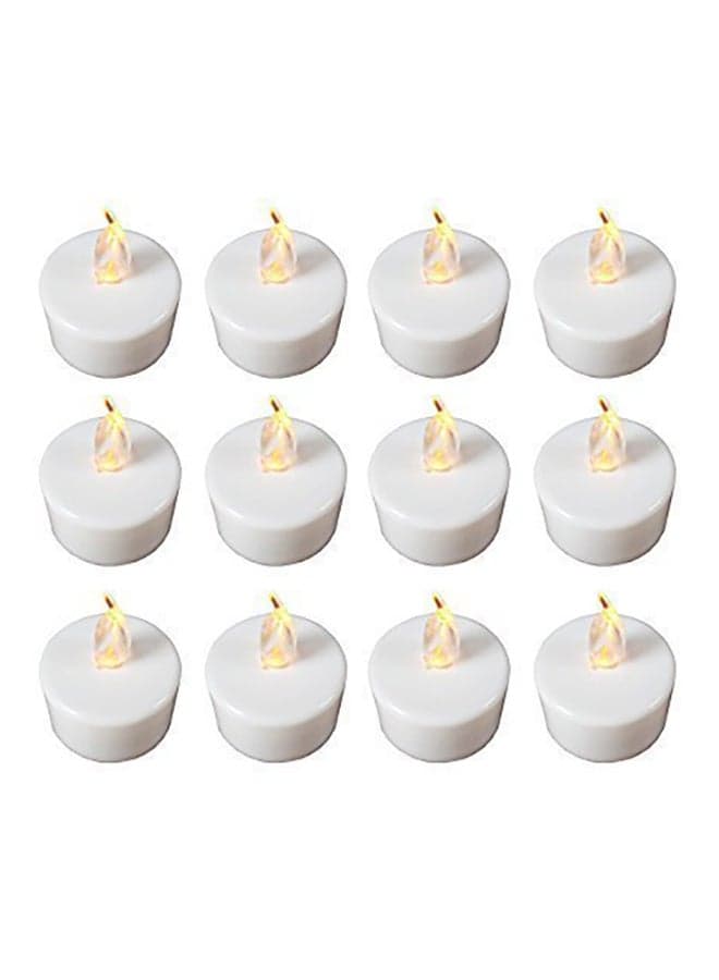 12-Piece LED Battery Operated Tea Light Set White 2.3x3.7cm Light Bulbs