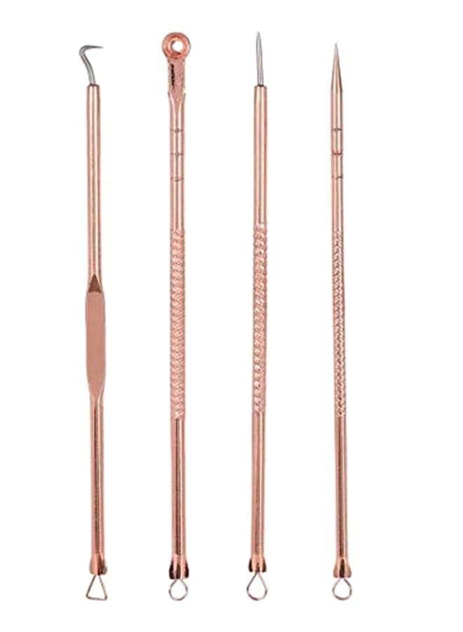 4-Piece Acne Needle Blackhead Remover Tool Set Rose Gold