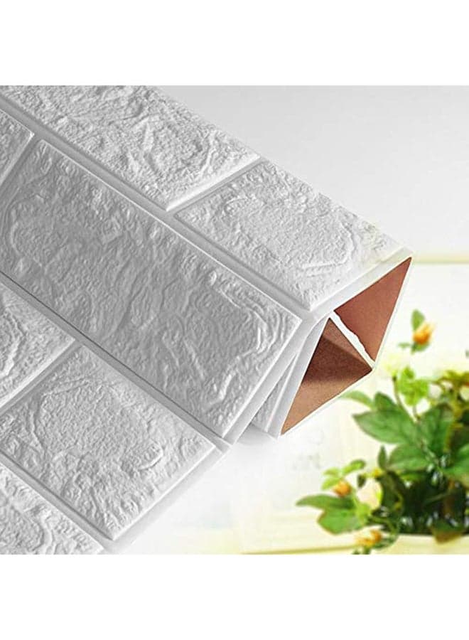 3D Embossed Brick Stone Wall Sticker White 70x77cm Wallpaper (٤)