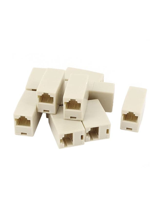 10-Piece RJ45 LAN Network Ethernet Cable Extension Coupler White Computer Cables