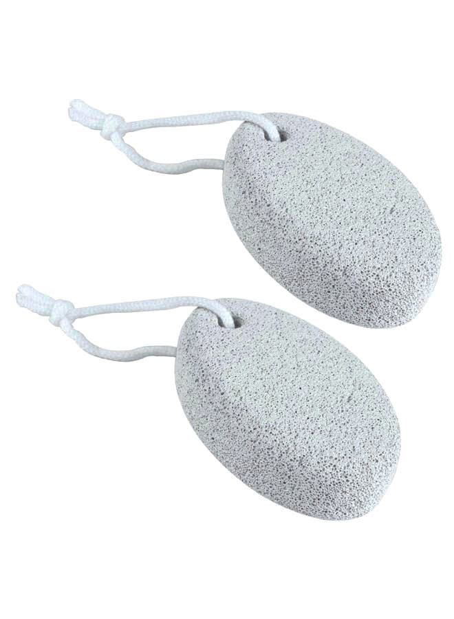 2-Piece Foot Care Pumice Stone Set Grey Buffer Stones