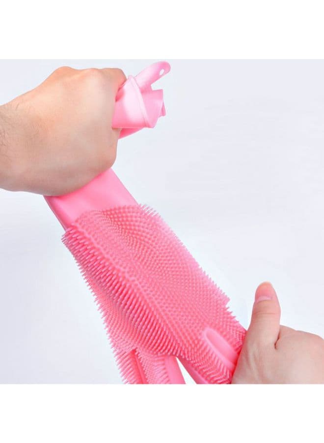 Silicone Dish Washing Scrubber Gloves Rose (٣)