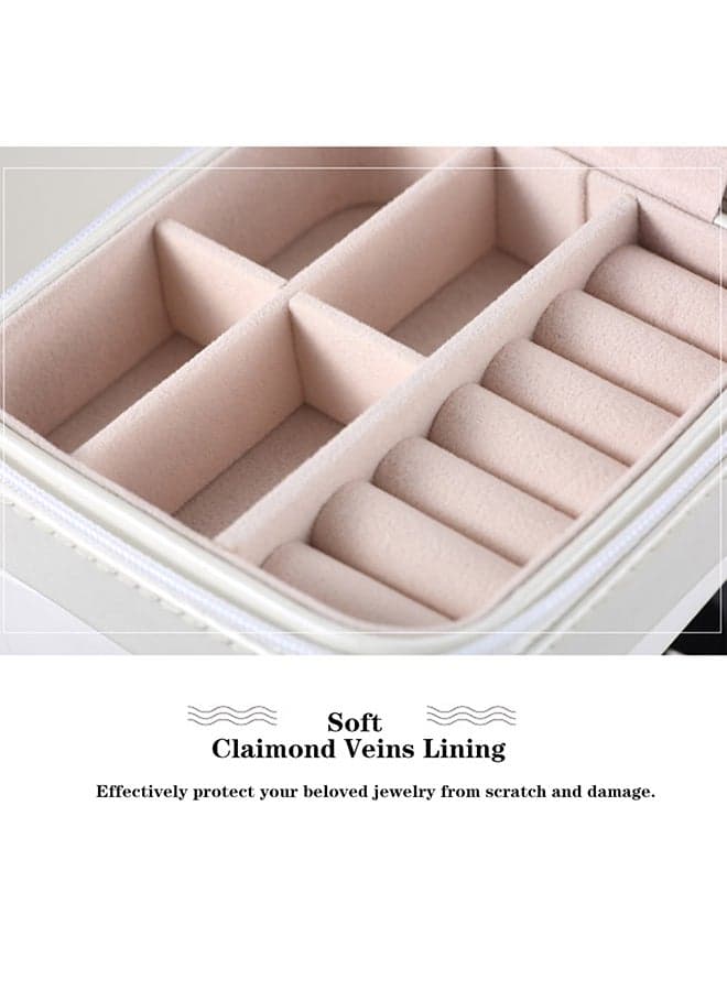 Small Portable Travel Jewelry Box Beige Cosmetic & Toiletry Bags (٣)