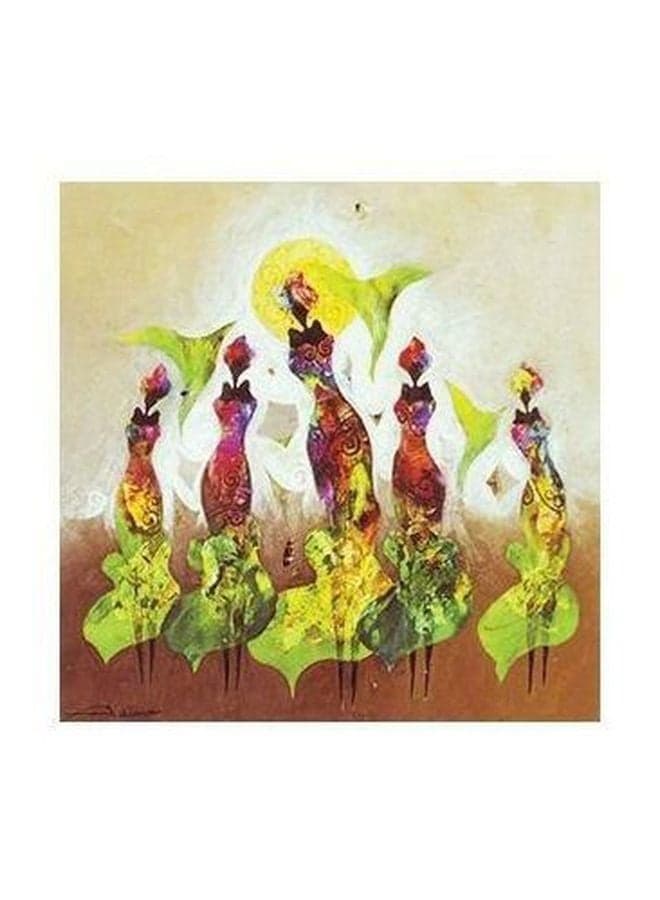 Decorative Wall Painting Green/Purple/Red 15x15cm