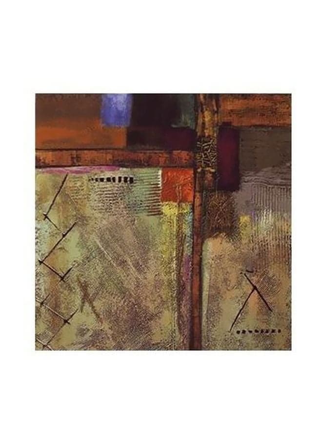 Decorative Wall Painting Brown/Beige/Blue 15x15cm