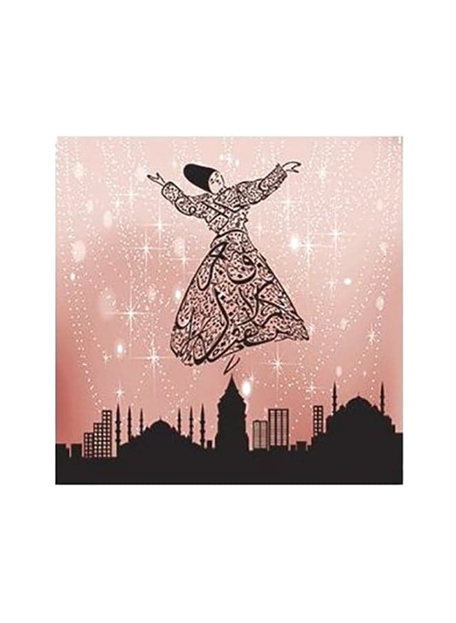 Decorative Wall Painting Peach/Black/White 15x15cm