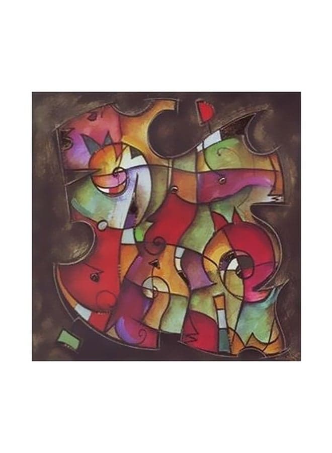 Decorative Wall Painting Brown/Red/Green 15x15cm