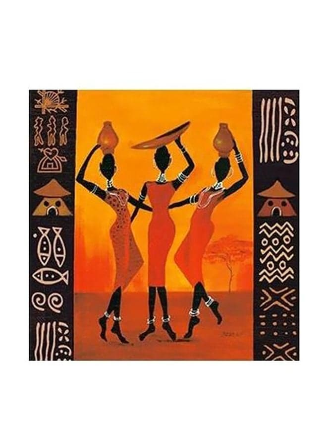 Decorative Wall Painting Black/Brown/Yellow 15x15cm