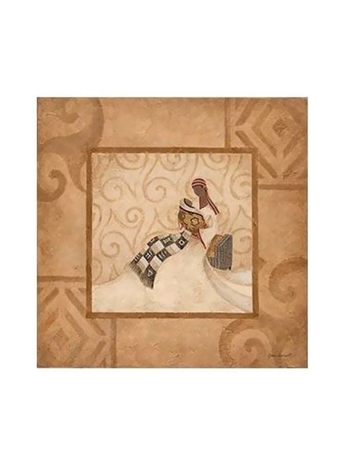 Decorative Wall Painting Green/Grey/Beige 15x15cm