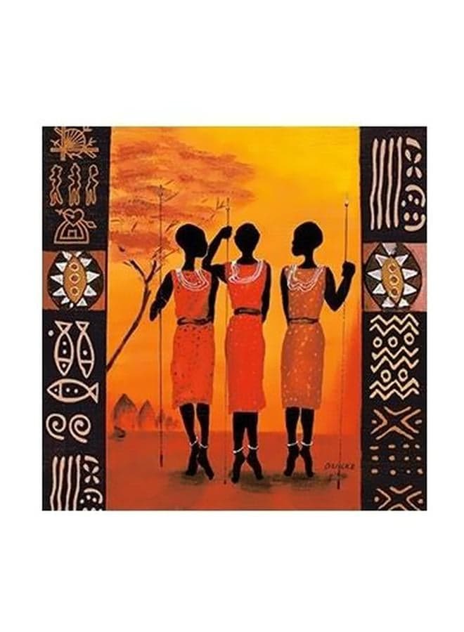 Decorative Wall Painting Yellow/Black/Brown 15x15cm