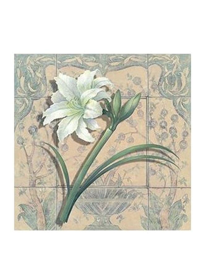 Floral Printed Decorative Wall Poster Green/White/Beige 15x15cm Posters & Prints