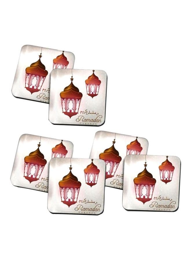 6-Piece Printed Coaster Set White/Red/Pink