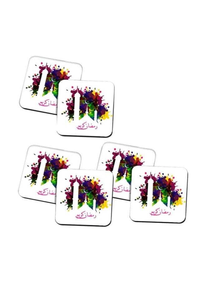 6-Piece Printed Coaster Set White/Green/Blue