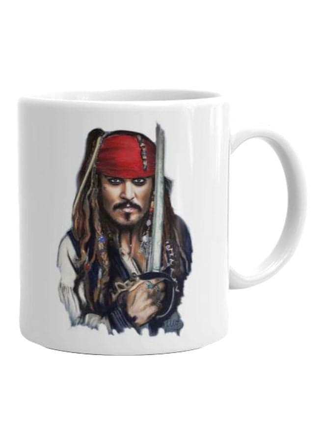 Jack Sparrow Printed Mug White/Black/Red Standard Coffee Mugs