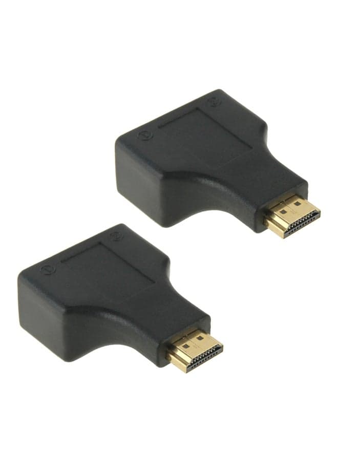 2-Piece HDMI To Dual Port RJ45 Network Cable Extender Black/Gold Computer Cables