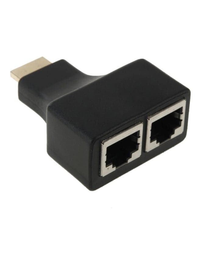 2-Piece HDMI To Dual Port RJ45 Network Cable Extender Black/Gold Computer Cables (3)