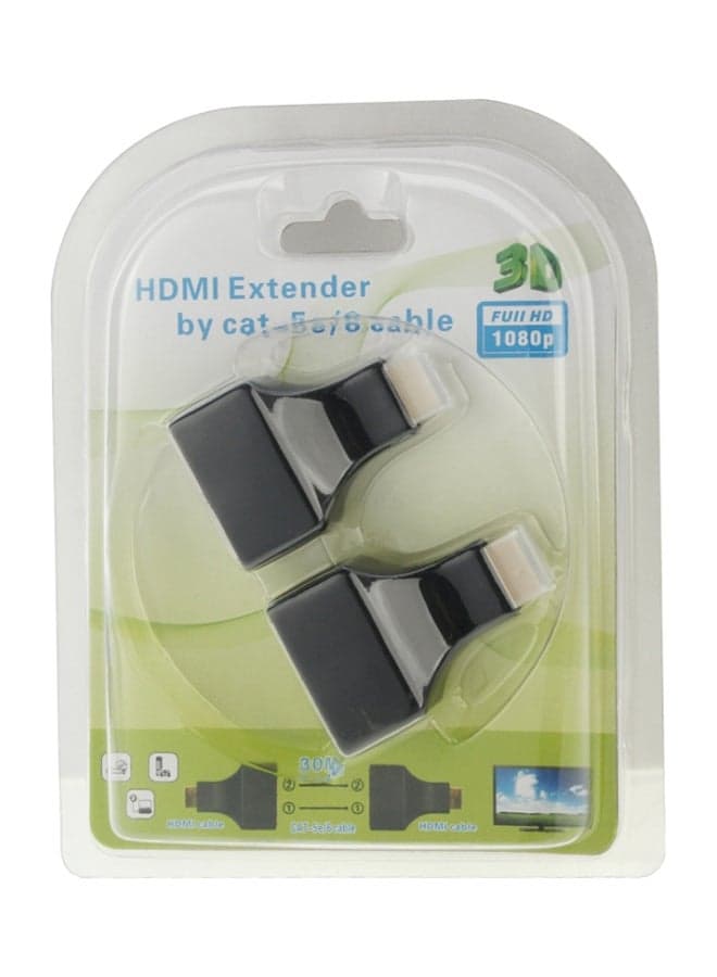 2-Piece HDMI To Dual Port RJ45 Network Cable Extender Black/Gold Computer Cables (5)