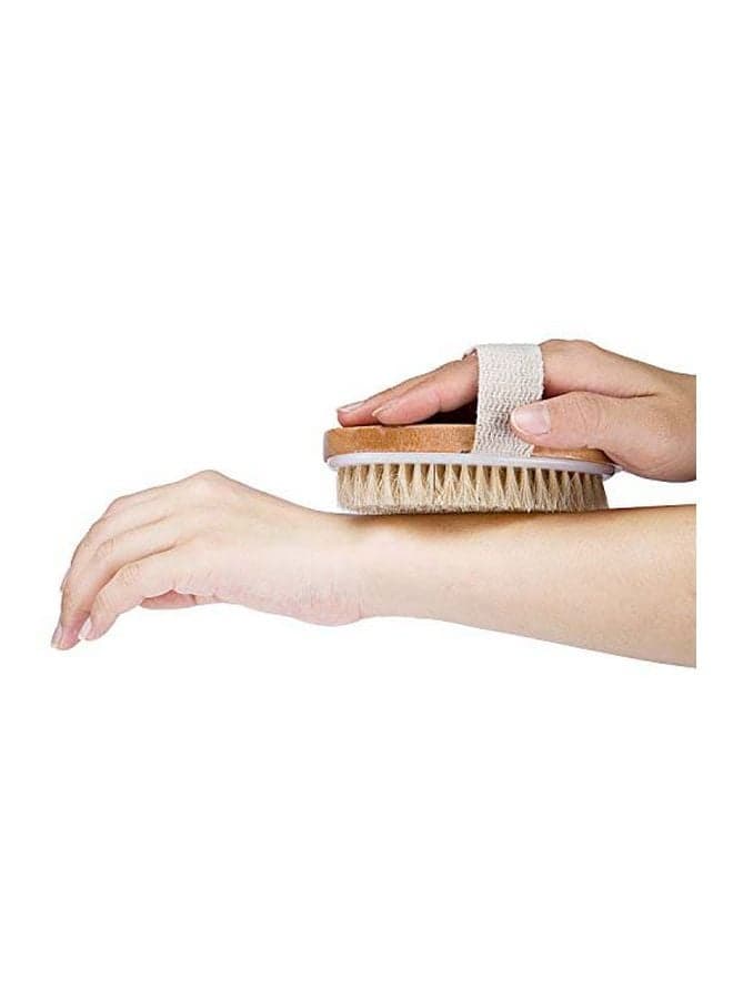 Wooden Shower Body Brush With Boar Bristle Beige 16inch (٣)