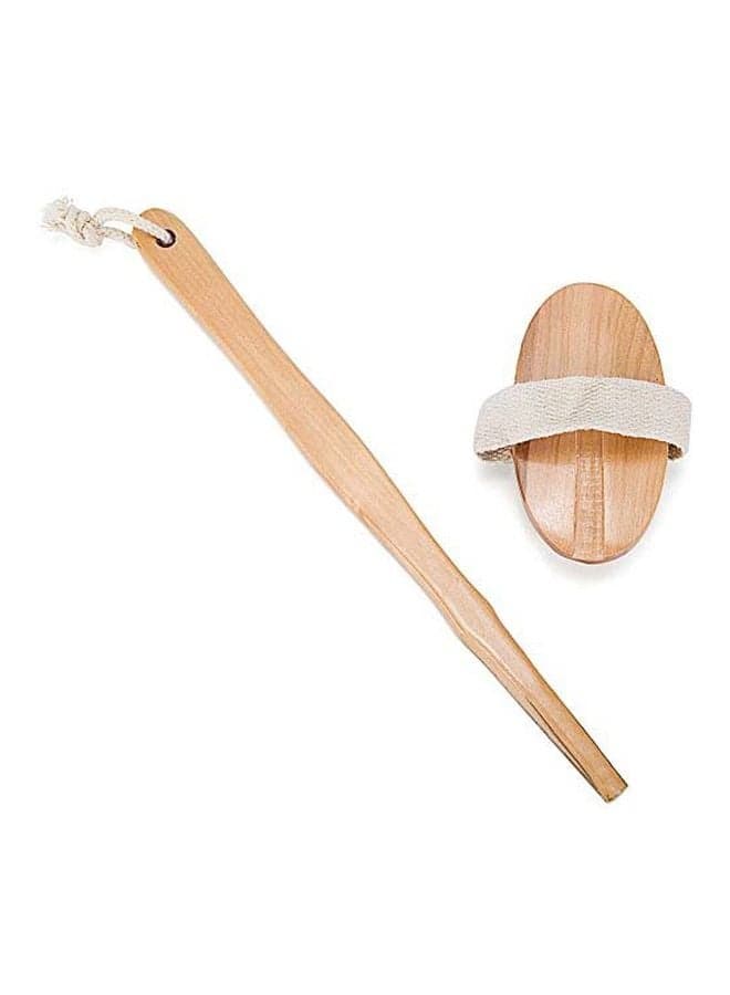 Wooden Shower Body Brush With Boar Bristle Beige 16inch
