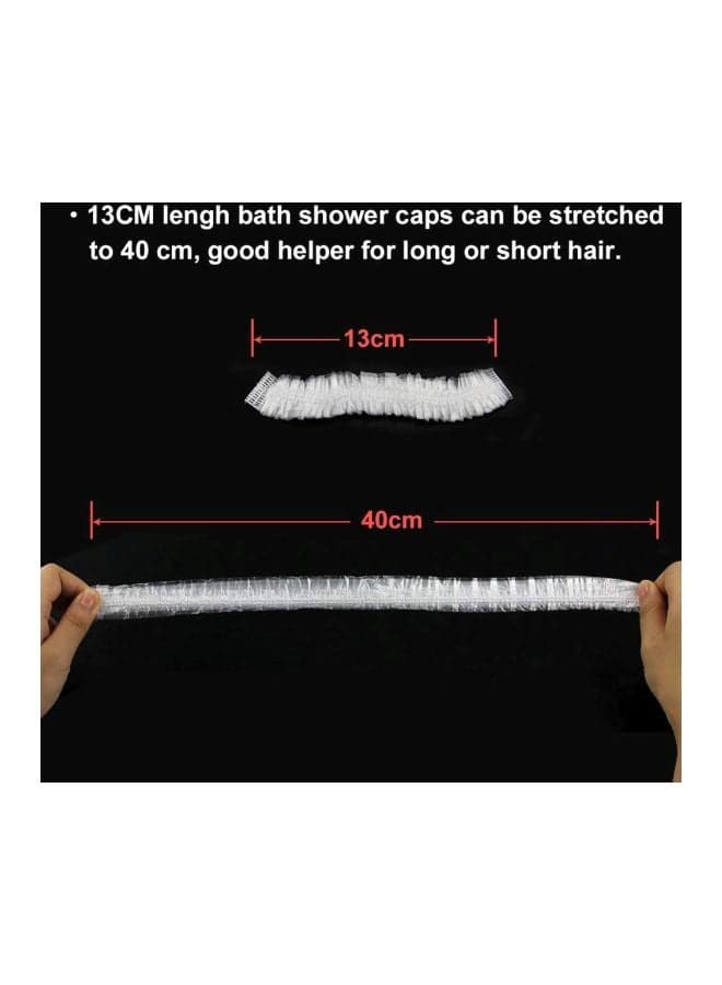100-Piece Disposable Shower Cap Clear 8X6X2inch (٣)