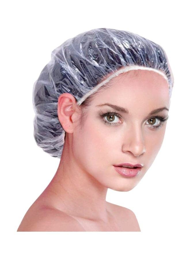 100-Piece Disposable Shower Cap Clear 8X6X2inch (٤)