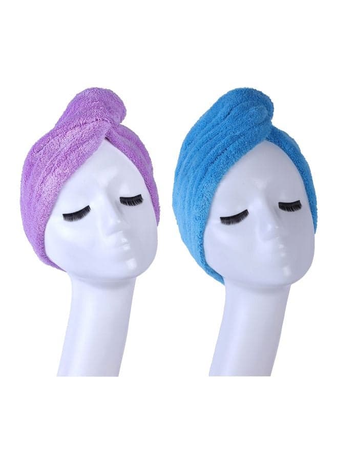 Pack Of 2 Microfiber Hair Towel Purple/Blue