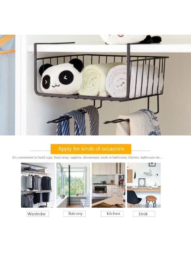 Under Shelf Hanging Storage Basket White 28.5 x 19.5 x 26cm Flatware Utensil Storage (٦)