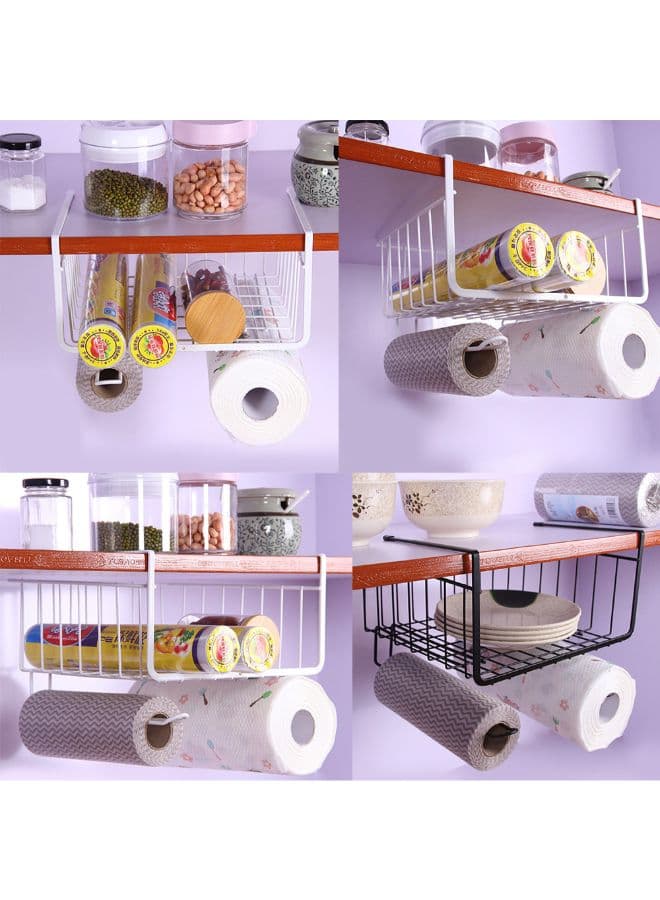 Under Shelf Hanging Storage Basket White 28.5 x 19.5 x 26cm Flatware Utensil Storage (٣)
