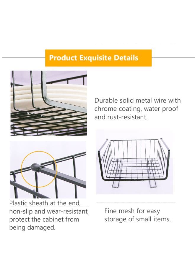 Under Shelf Hanging Storage Basket White 28.5 x 19.5 x 26cm Flatware Utensil Storage (٤)