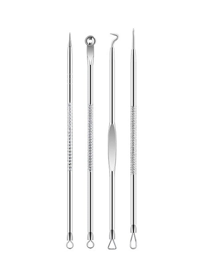 4-Piece Pimple Milia Blackhead Remover Needle Set Silver Blackhead & Acne Remover