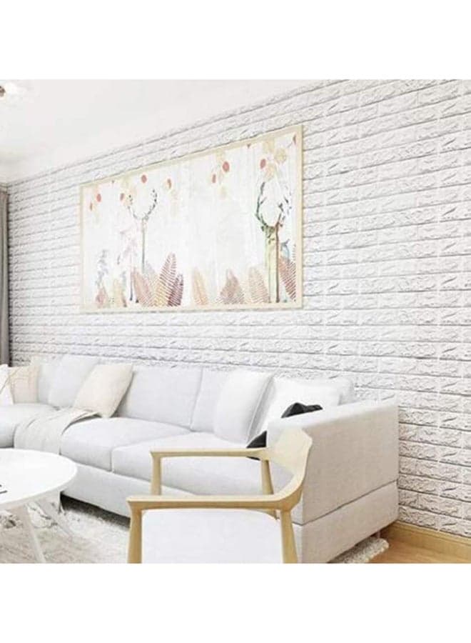 3D Embossed Brick Stone Wall Sticker White 70x77cm Wallpaper