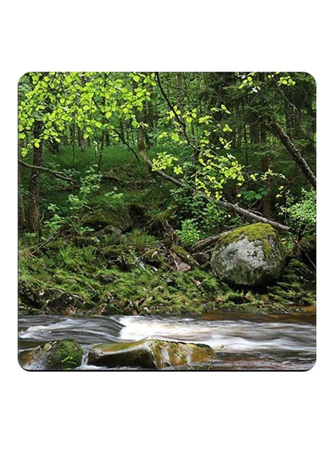 Printed Wooden Coaster Multicolour 9x9cm