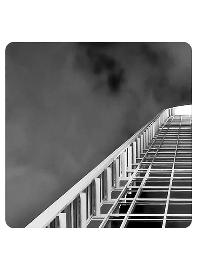 Printed Wooden Coaster Grey/White 9x9cm