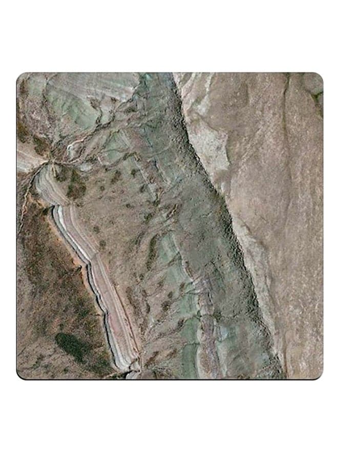 Printed Wooden Coaster Brown/Green 9x9cm
