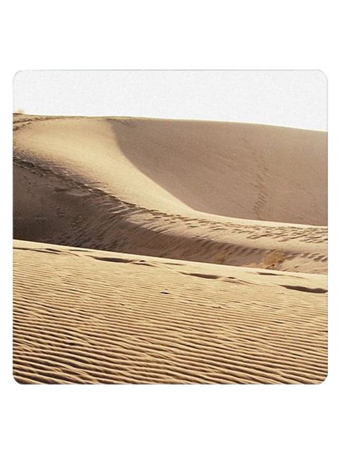Printed Wooden Coaster Beige/White 9x9cm
