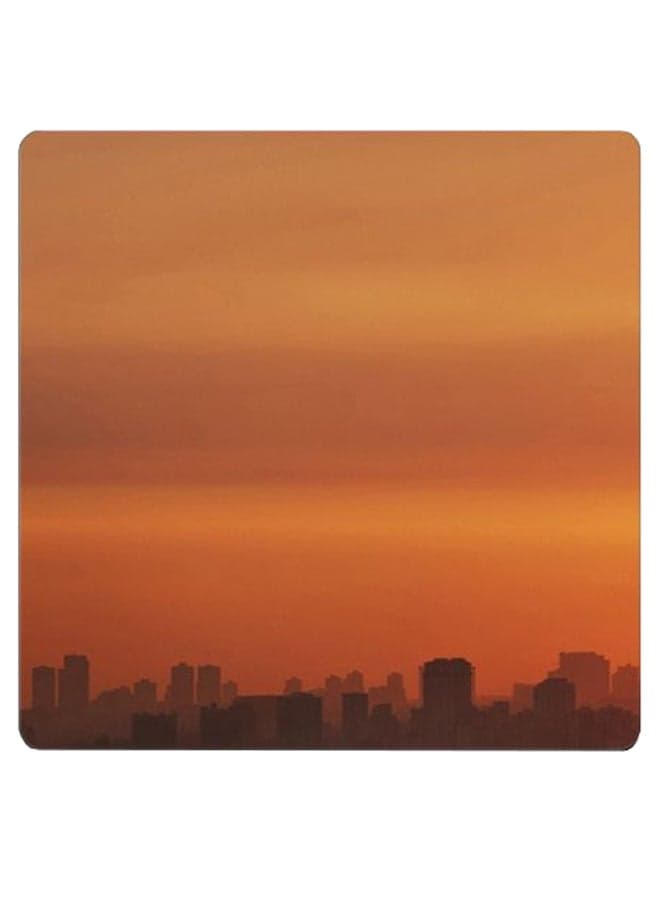 Printed Wooden Coaster Orange/Brown 9x9cm