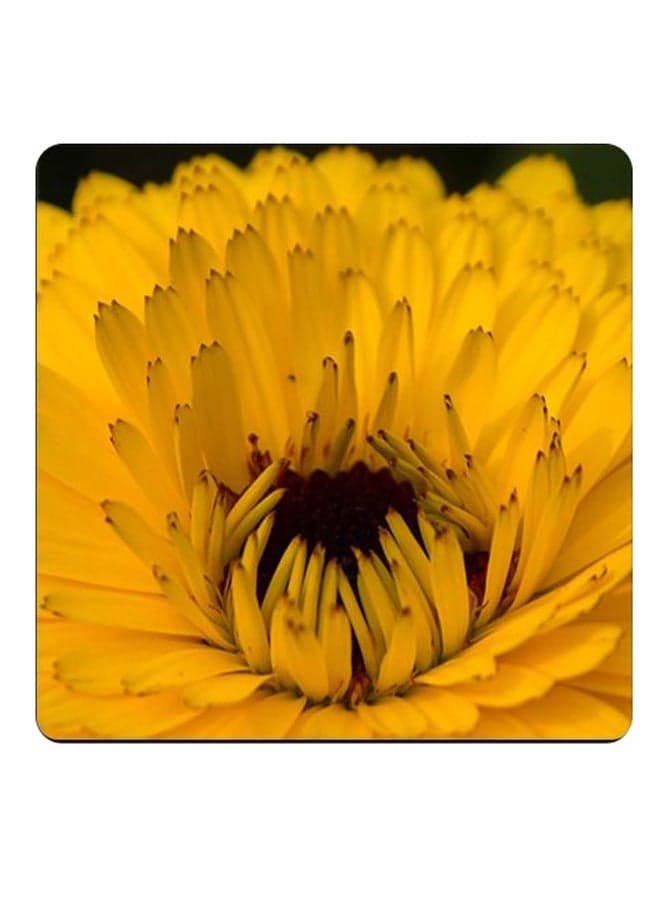 Printed Wooden Coaster Yellow/Dark Red 9x9cm