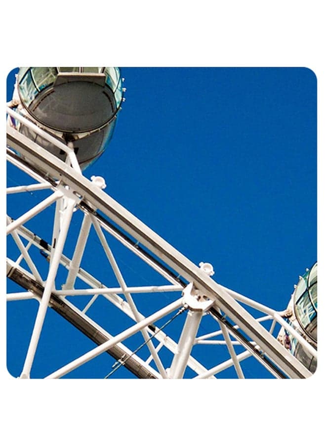 Printed Wooden Coaster Blue/White 9x9cm