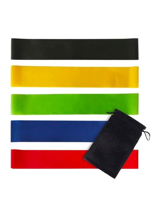 Pack Of 5 Resistance Loop Exercise Bands With Carry Bag Exercise & Fitness Accessories