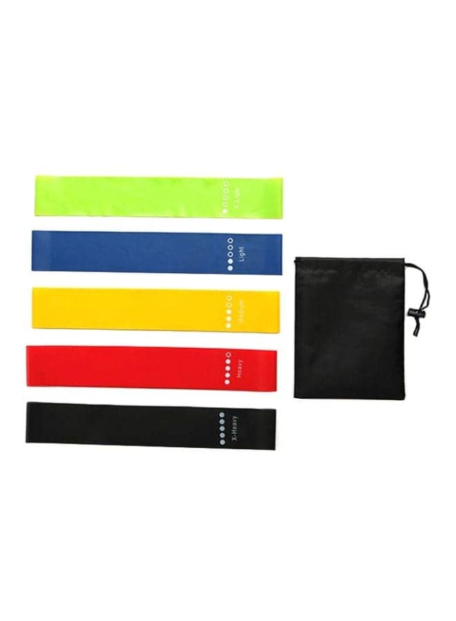5-Piece Resistance Band Set With Carry Bag And Pull Ring Exercise & Fitness Accessories