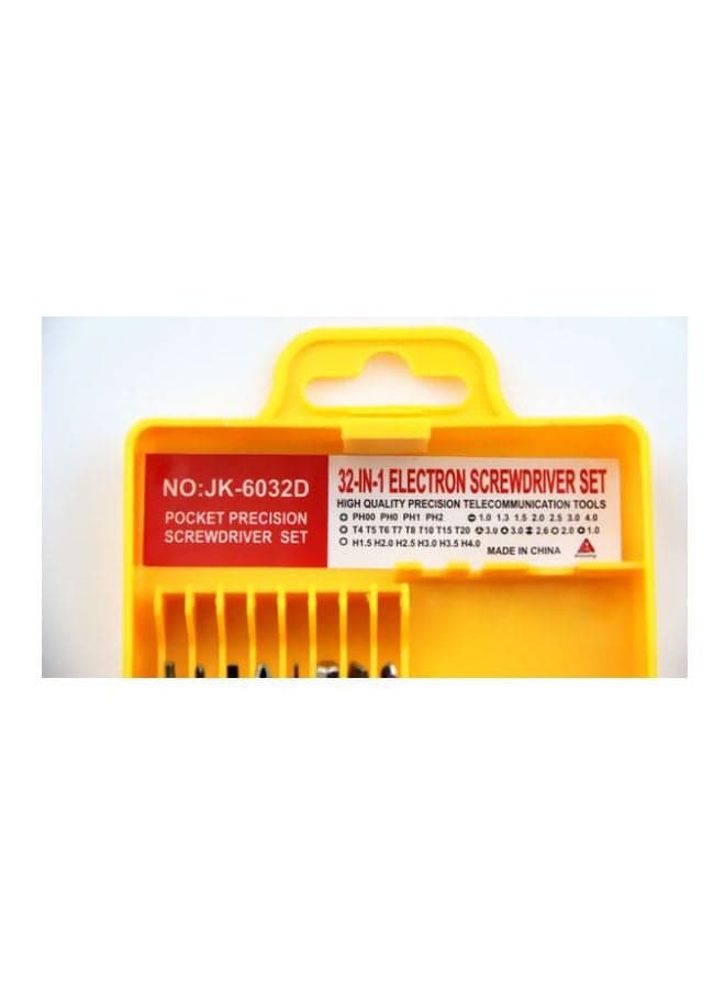 32-Piece Screwdriver Bit Set Silver/Yellow (4)
