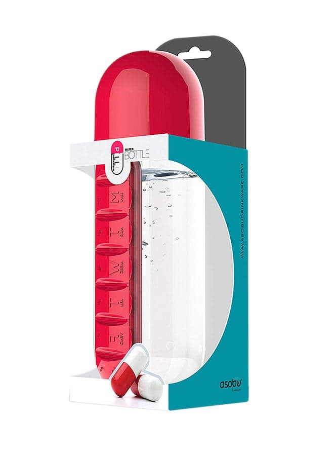 Water Bottle With Built-In Daily Pill Box Organizer Multicolor 15cm (٣)