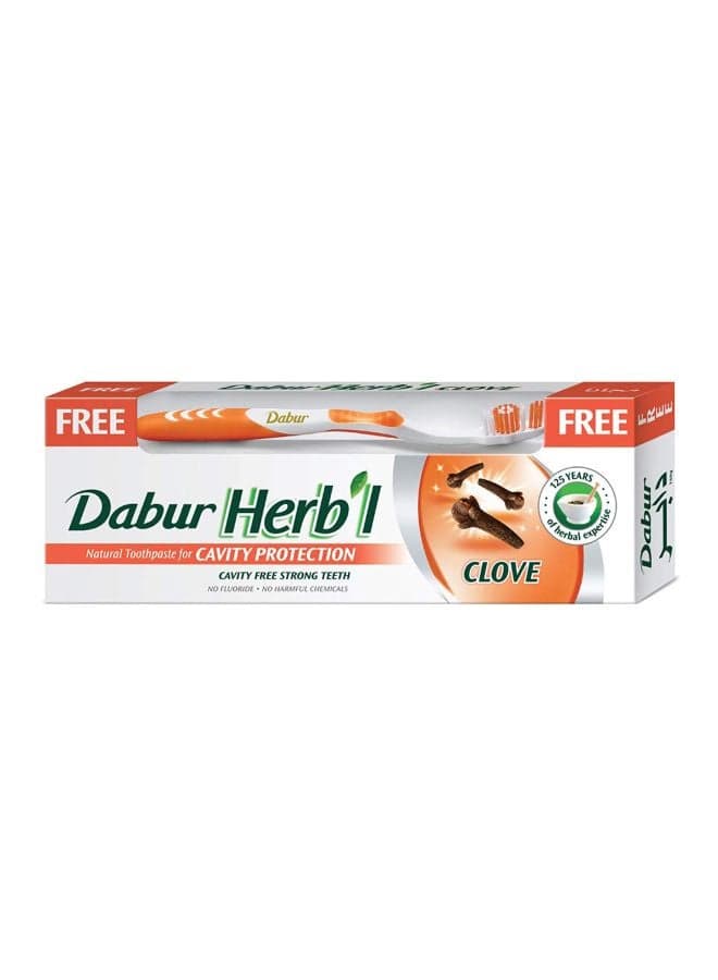 Clove Toothpaste With Toothbrush Set Orange/White