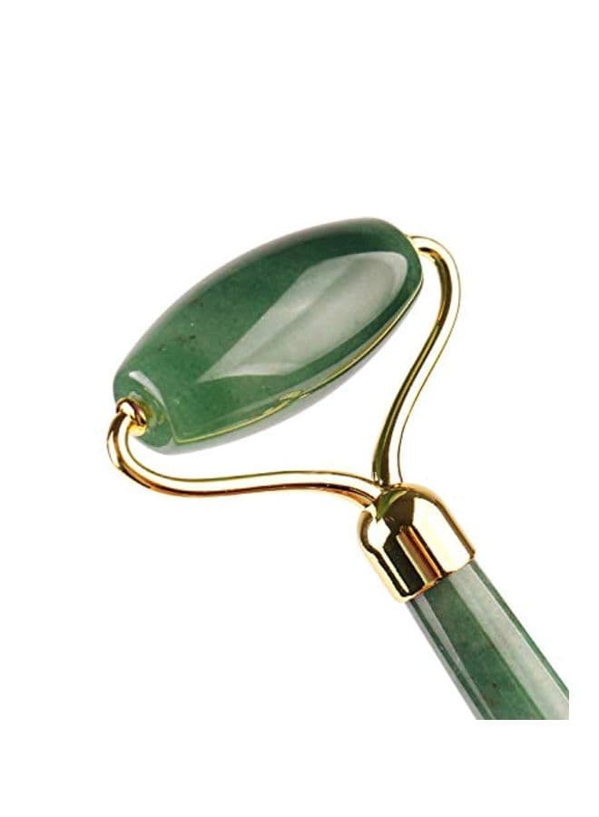 Jade Facial Roller With Gua Sha Board Green/Gold (3)