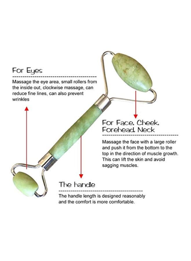 Jade Roller With Gua Sha Scraping Massager Set Green/Gold Face Massagers & Rollers (٦)